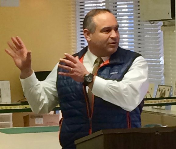 Snubbed on Roosevelt Island, Senior Center Wins Ravenswood Support Ravenswood Power Station manager Dominic DiBari spoke at the Sewing Studio's ribbon-cutting, last year.